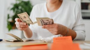 Woman counting money